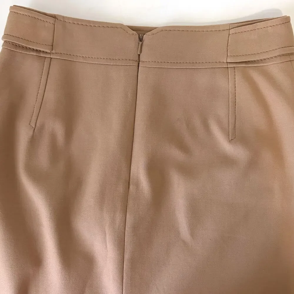 Karen Millen NWT Cotton Blend Button Detail A-Line Skirt Tan Size US 4 UK 8